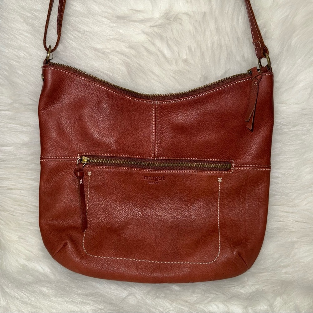 margot Red Leather Crossbody Hobo Bag
